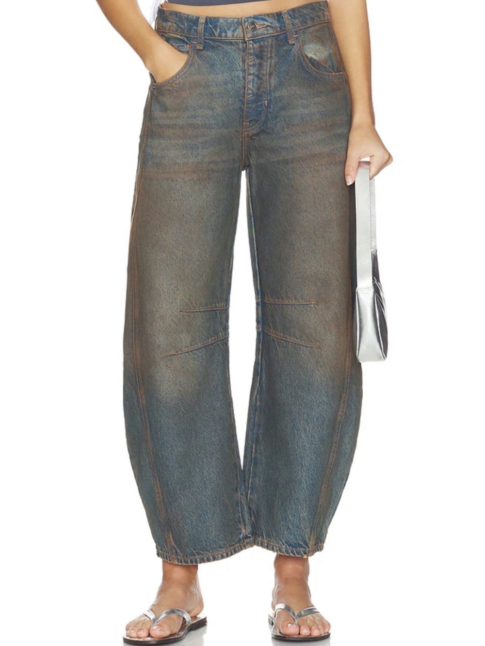 We the Free People 31 Good Luck Barrel Lost Desert Blue Brown Distress NWOT $128 - Picture 3 of 12